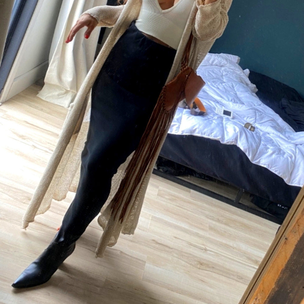 100% Cotton Black Pencil Maxi Skirt Zara